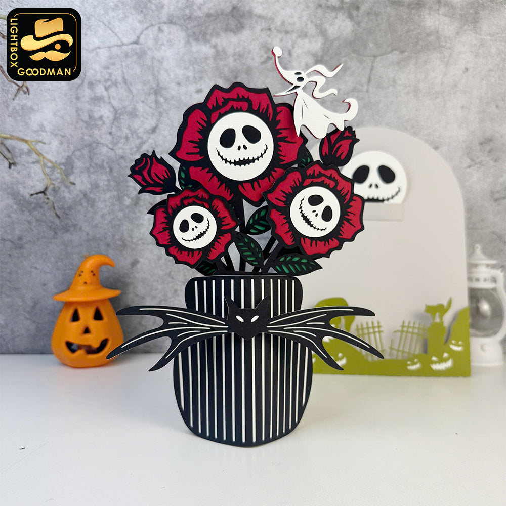 Rose Nightmare - 3D Halloween Flowers Vase Pop-up Card File - Cricut File 1 - LightBoxGoodMan