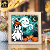 Starry Night Halloween – Paper Cut Light Box File - Cricut File - 8x8 inches - LightBoxGoodMan