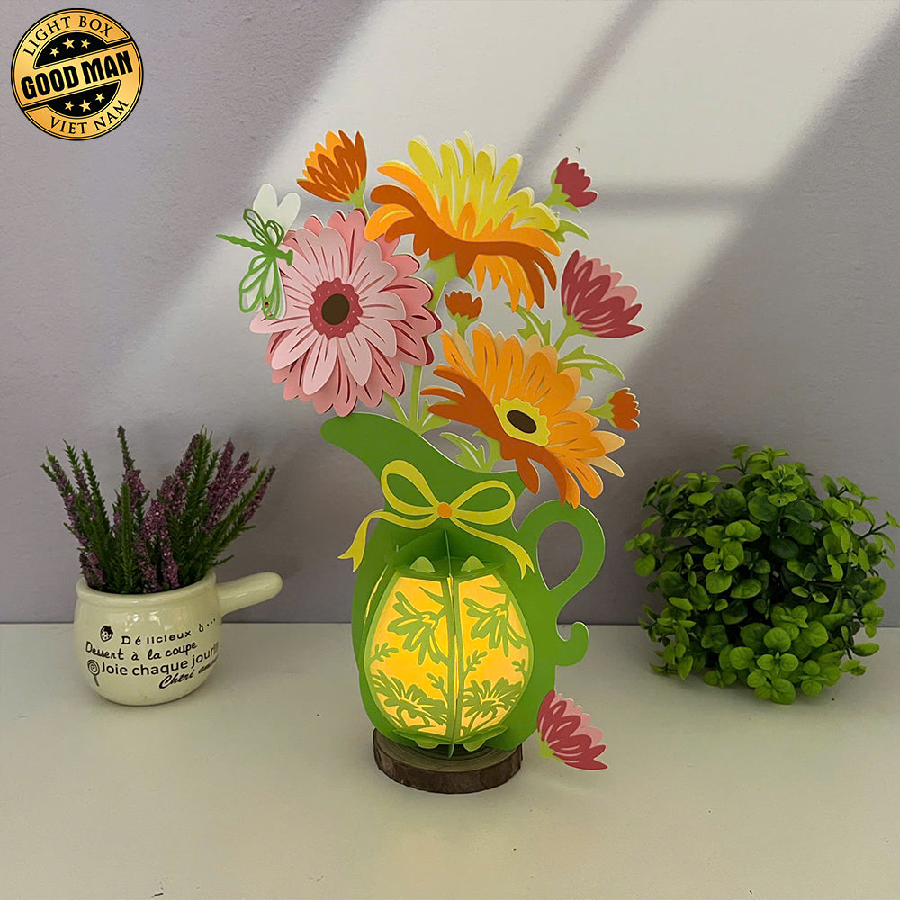 Gerbera - 3D Flower Vase Lantern File - Cricut File 4 - LightBoxGoodMan