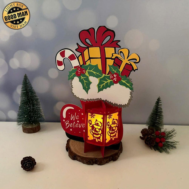 Santa Boots - 3D Christmas Lantern File - Cricut File 1 - LightBoxGoodMan