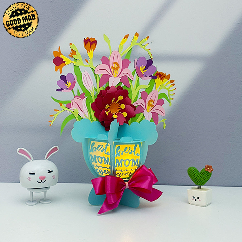Flower Bouquet - 3D Flower Bouquet Lantern File - Cricut File 2 - LightBoxGoodMan
