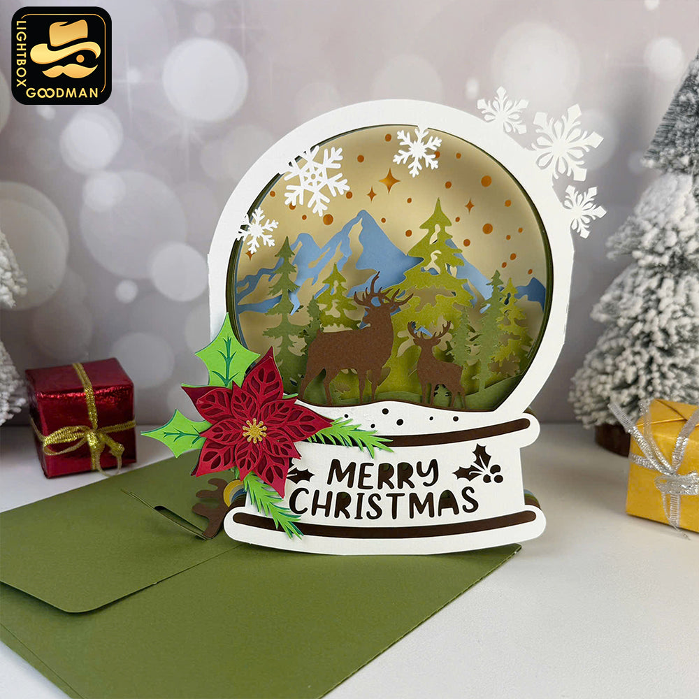 Snowball Deer - 3D Christmas Pop-up Card File - Cricut File 1 - LightBoxGoodMan