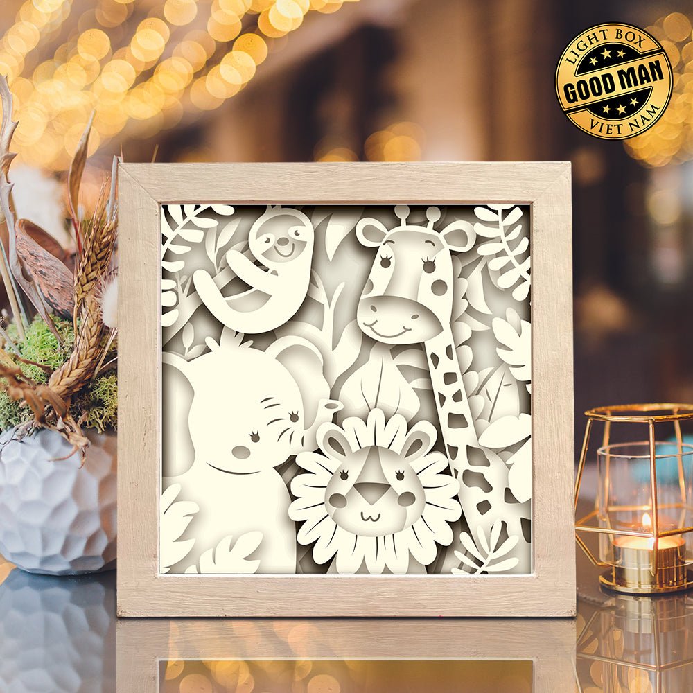 Funny Animals – Paper Cut Light Box File - Cricut File - 8x8 inches - LightBoxGoodMan