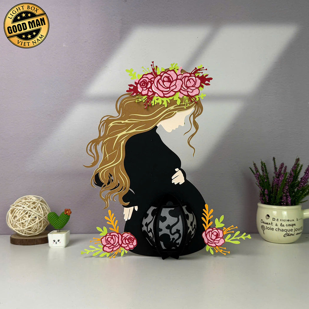 Pregnant Mother - 3D Pregnant Mom Shaped Lantern File - Cricut File 1 - LightBoxGoodMan