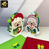 Pack 2 Santa and Mrs. Claus - 3D Christmas Pop-up Card File - Cricut File 1 - LightBoxGoodMan