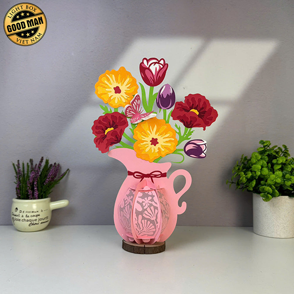 Poppy Mix Tulip - 3D Flower Vase Lantern File - Cricut File 4 - LightBoxGoodMan