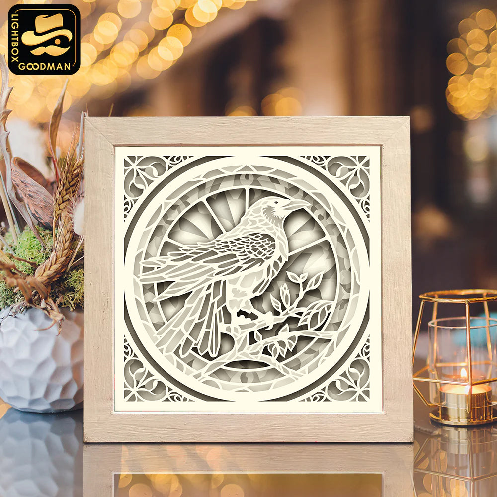 Raven Crow – Paper Cut Light Box File - Cricut File - 8x8 inches - LightBoxGoodMan
