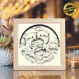 Dolphins – Paper Cut Light Box File - Cricut File - 8x8 inches - LightBoxGoodMan