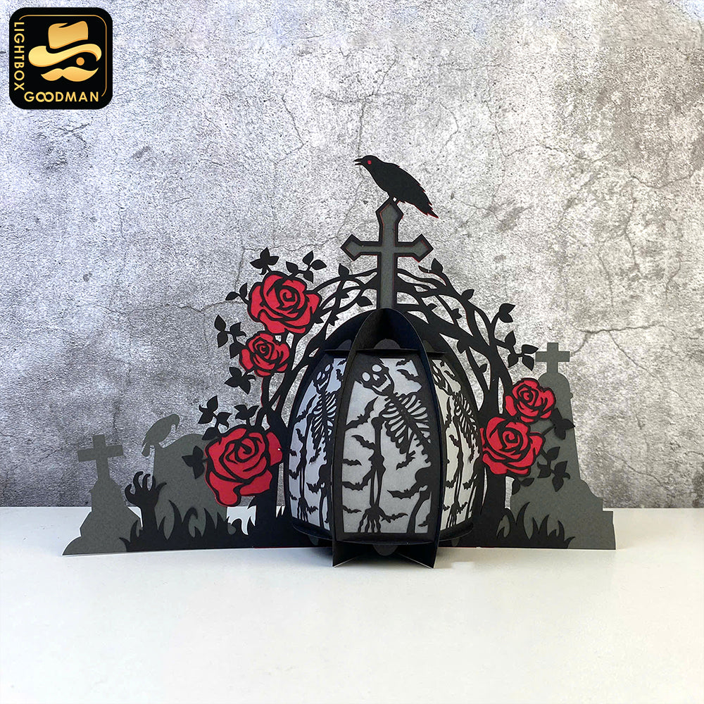 Tombstone 2 - 3D Halloween Tombstone Lantern File - Cricut File - LightBoxGoodMan