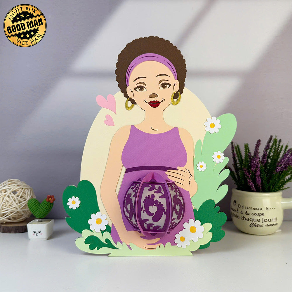 Pregnant Mother - 3D Pregnant Mom Shaped Lantern File - Cricut File 3 - LightBoxGoodMan