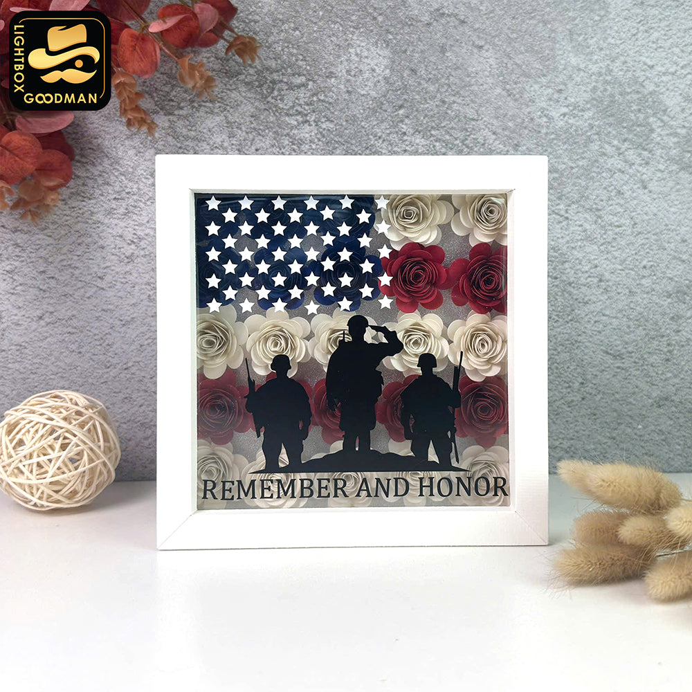 Memorial Day – Paper Cut Flower Shadow Box File - Cricut File - 7x7 Inches - LightBoxGoodMan
