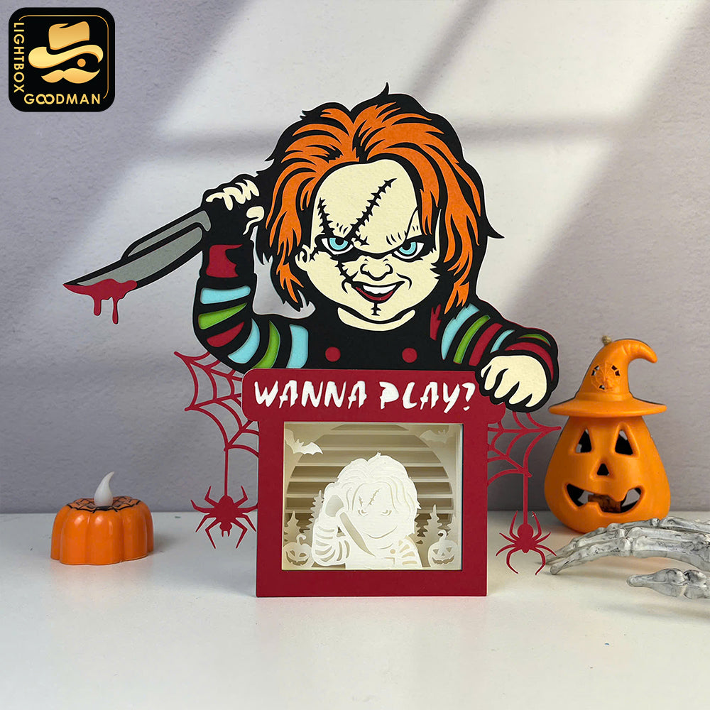 Chucky - Horror Movies Papercut Lightbox File - 7.8x8.1" - Cricut File - LightBoxGoodMan