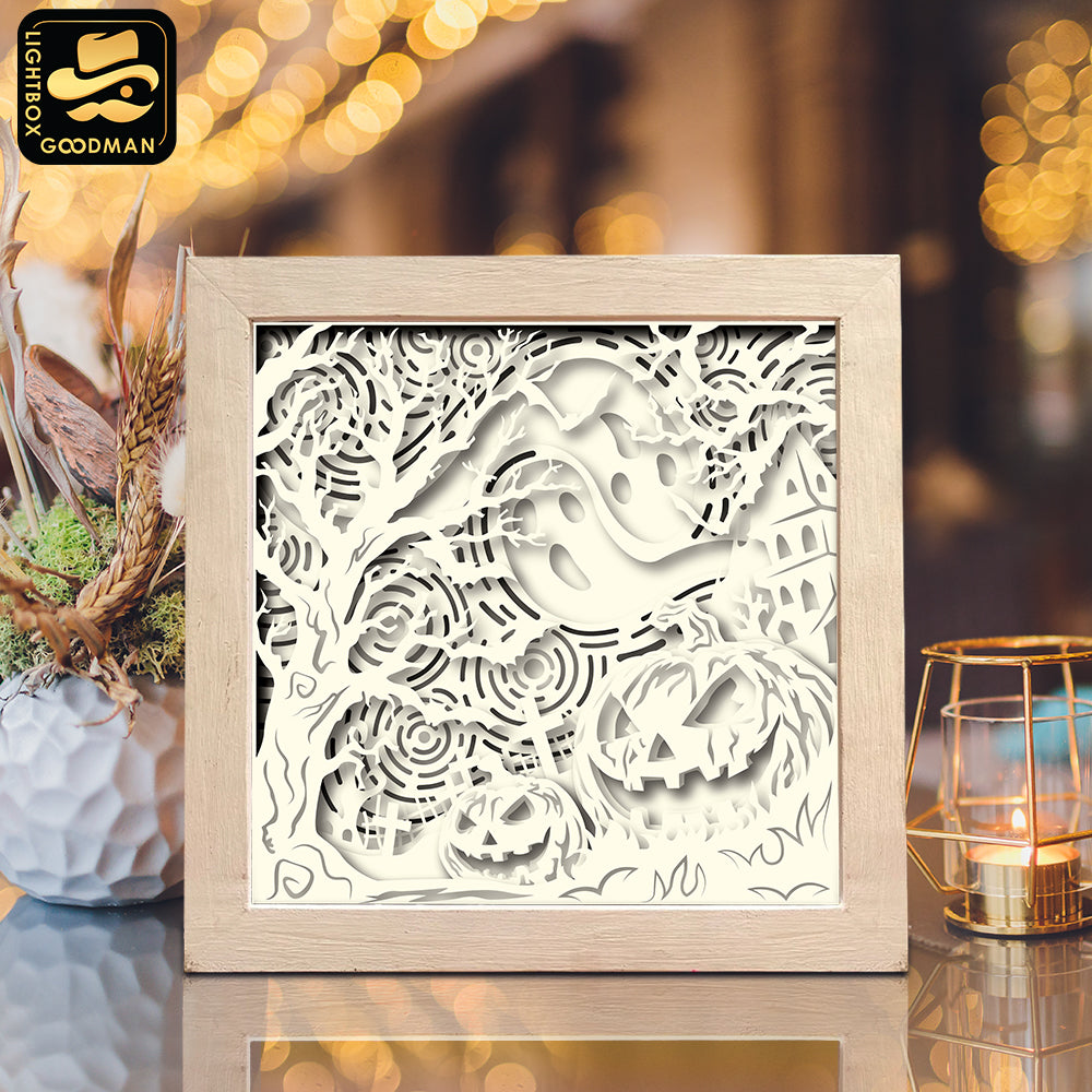 Halloween Pumpkins – Paper Cut Light Box File - Cricut File - 8x8 inches - LightBoxGoodMan