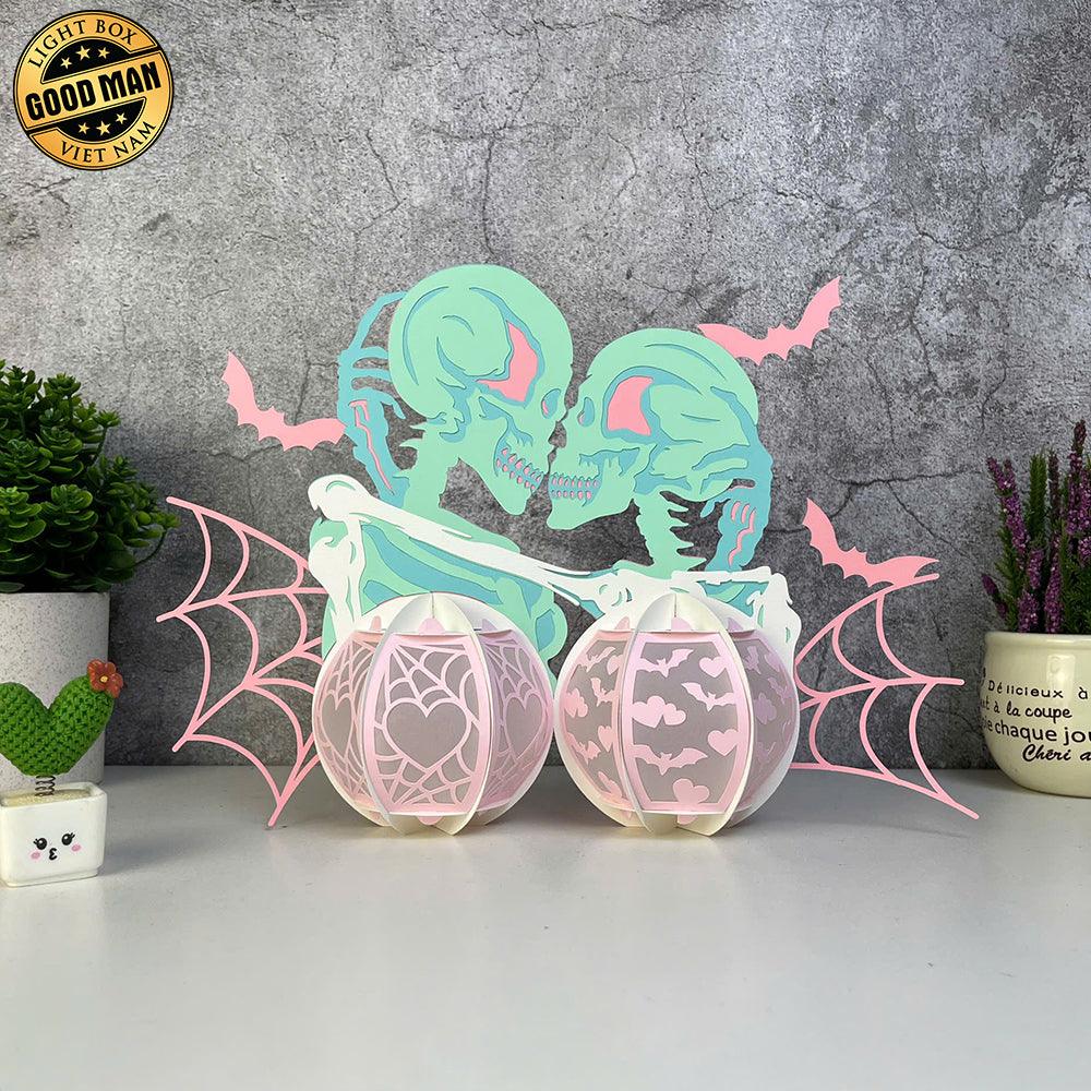 Skeletons Couple - 3D Love Lantern File - Cricut File 1 - LightBoxGoodMan