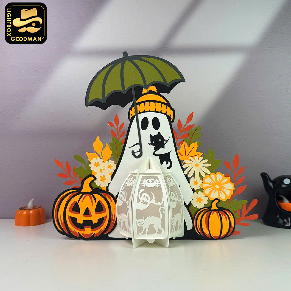 Cute Ghost Umbrella - 3D Halloween Ghost Lantern File - Cricut File - LightBoxGoodMan