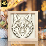 Colorful Wolf Portrait 2 – Paper Cut Light Box File - Cricut File - 8x8 inches - LightBoxGoodMan