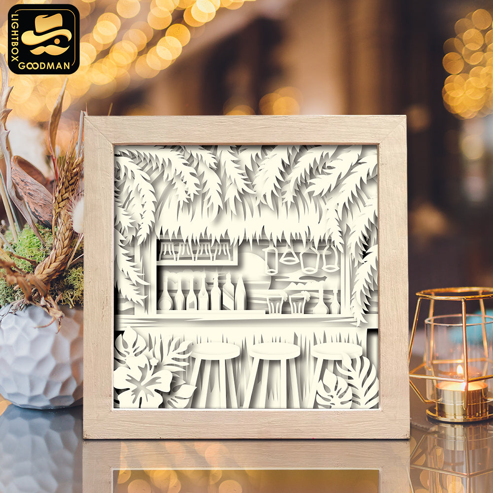 Beach Bar –  Paper Cut Light Box File - Cricut File - 8x8 inches - LightBoxGoodMan