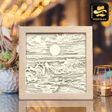 Sunset and Beach – Paper Cut Light Box File - Cricut File - 8x8 inches - LightBoxGoodMan