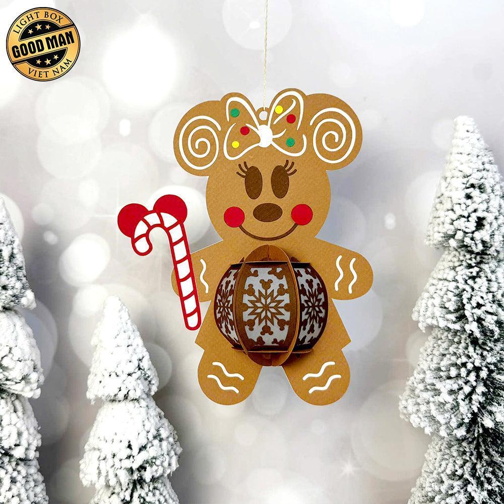 Gingerbread Minnie - 3D Christmas Lantern File - Cricut File 1 - LightBoxGoodMan