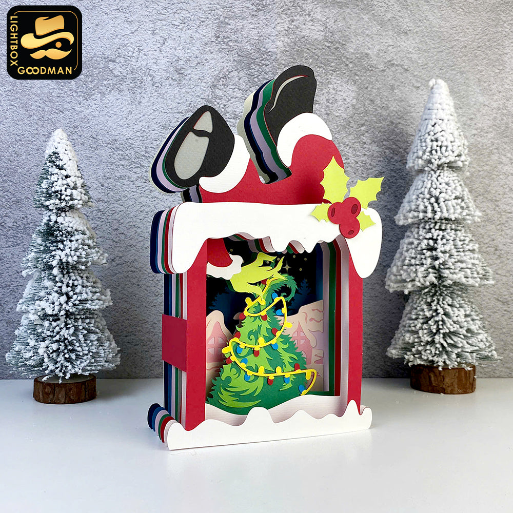 Santa Chimney - 3D Christmas Pop-up Card File - Cricut File 1 - LightBoxGoodMan