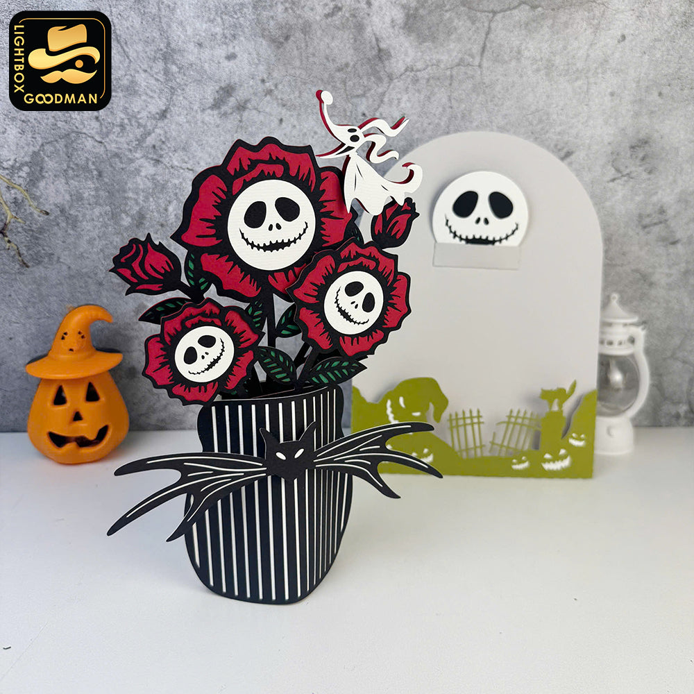 Rose Nightmare - 3D Halloween Flowers Vase Pop-up Card File - Cricut File 1 - LightBoxGoodMan