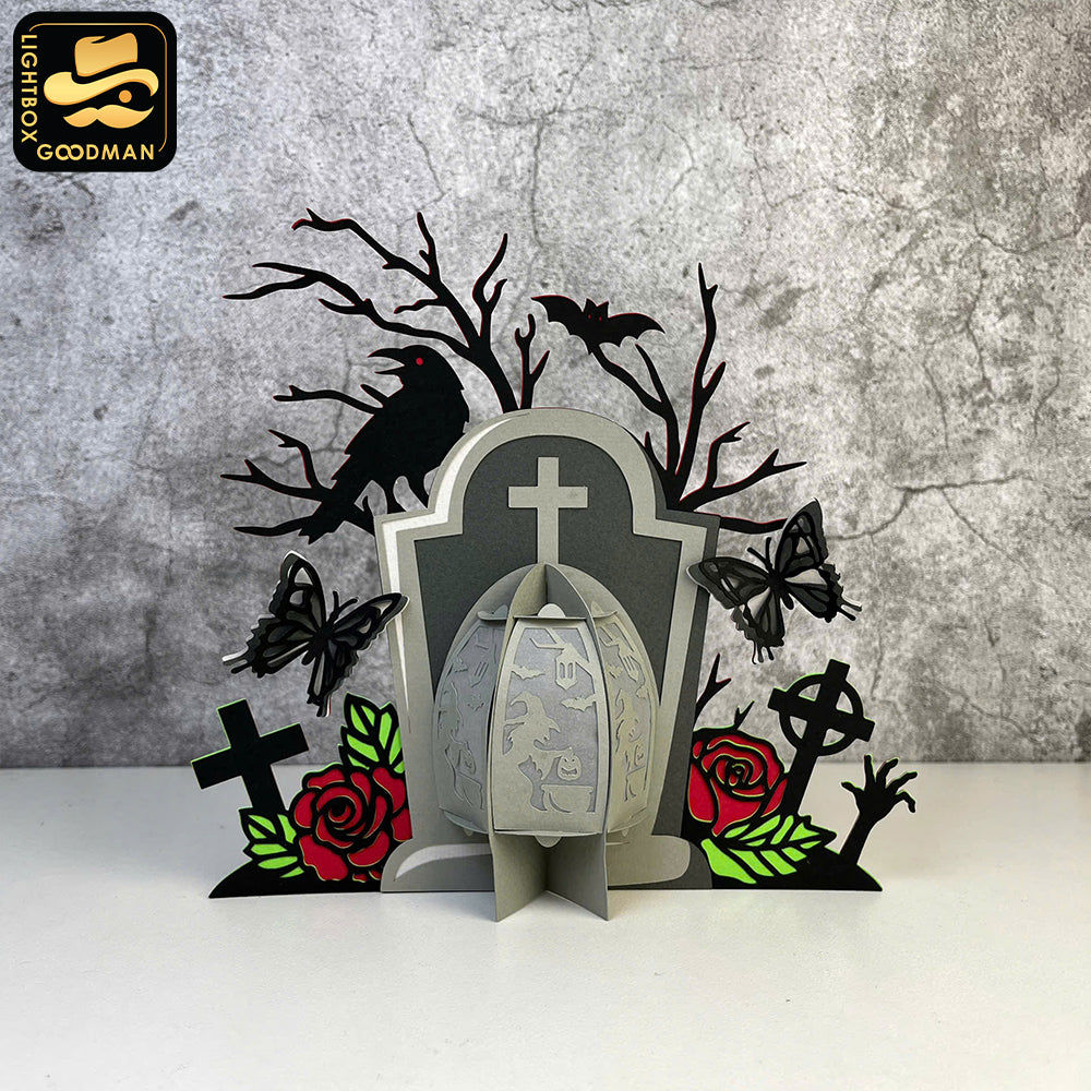 Tombstone 1 - 3D Halloween Tombstone Lantern File - Cricut File - LightBoxGoodMan