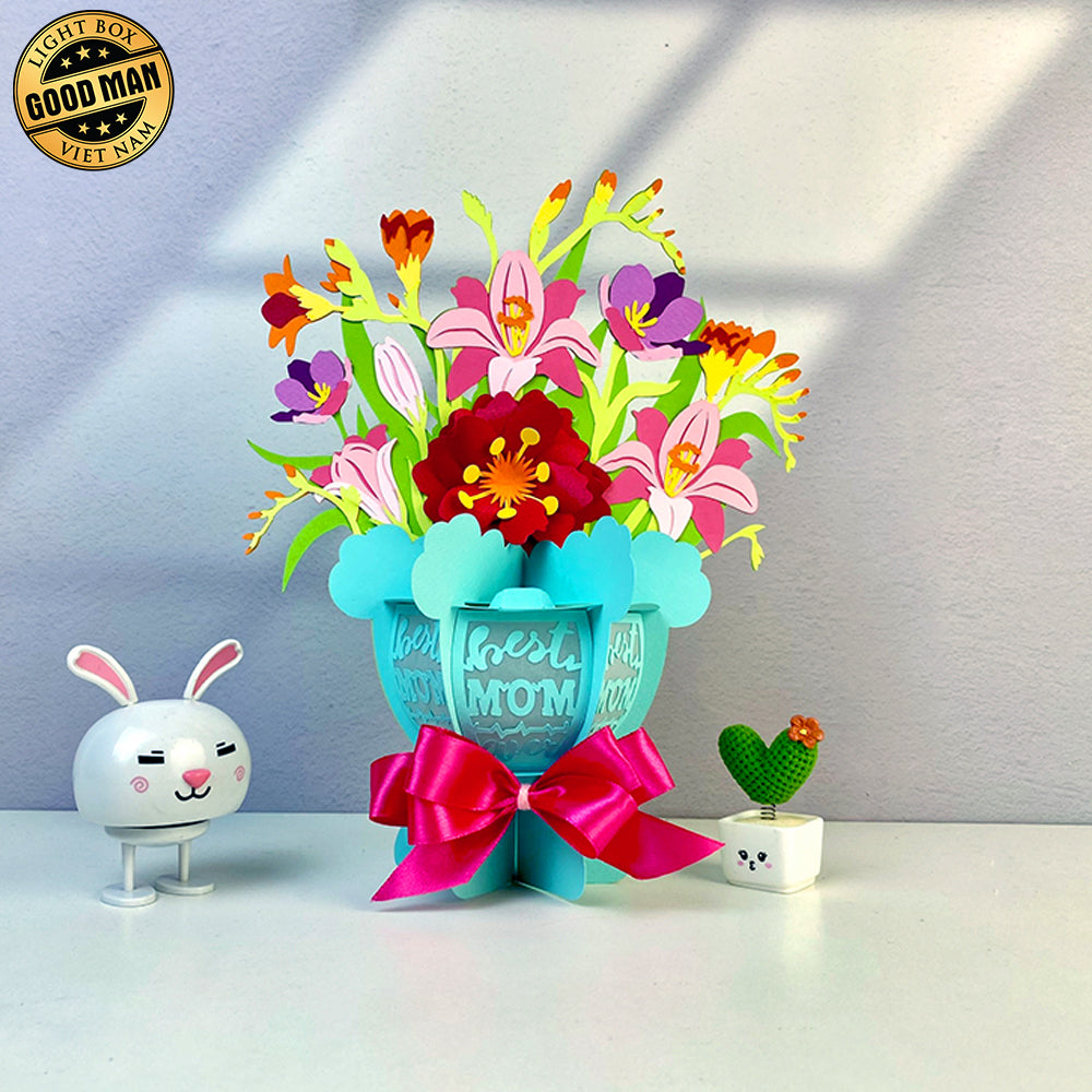 Flower Bouquet - 3D Flower Bouquet Lantern File - Cricut File 2 - LightBoxGoodMan