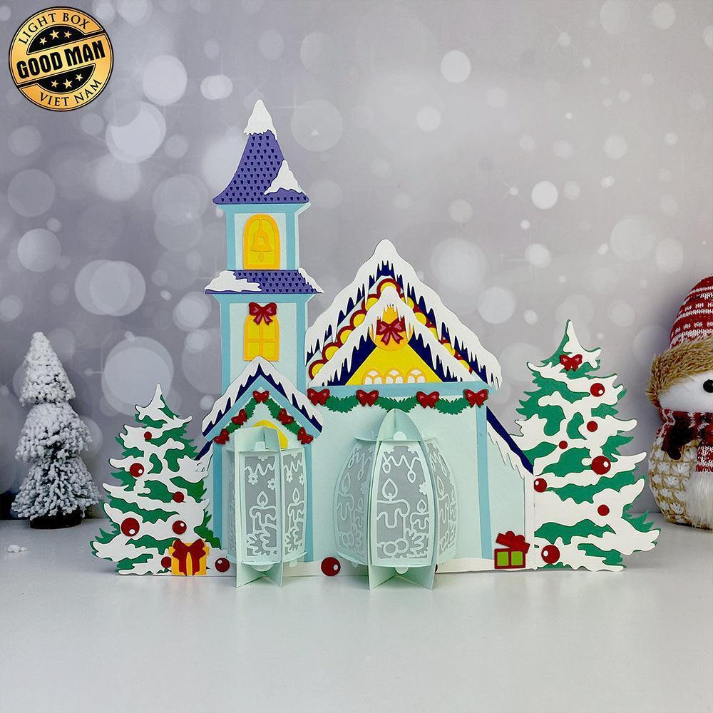 Church - 3D Christmas Lantern File - Cricut File 2 - LightBoxGoodMan
