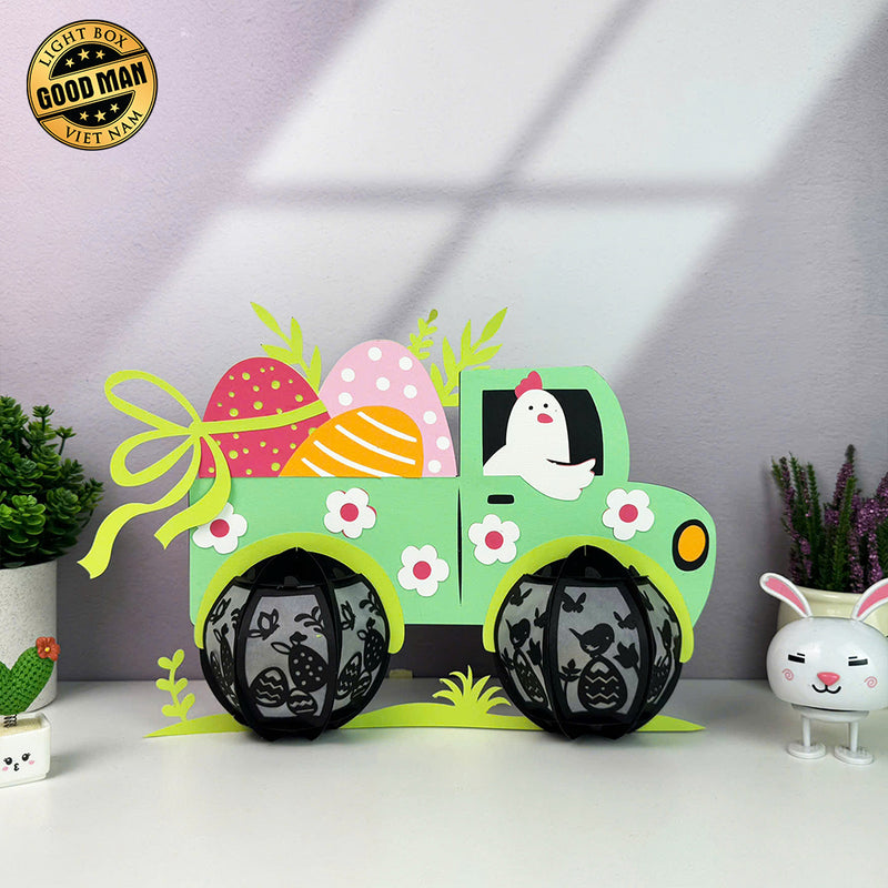 Truck Easter - Easter Truck 3D Lantern File - Cricut File - LightBoxGoodMan