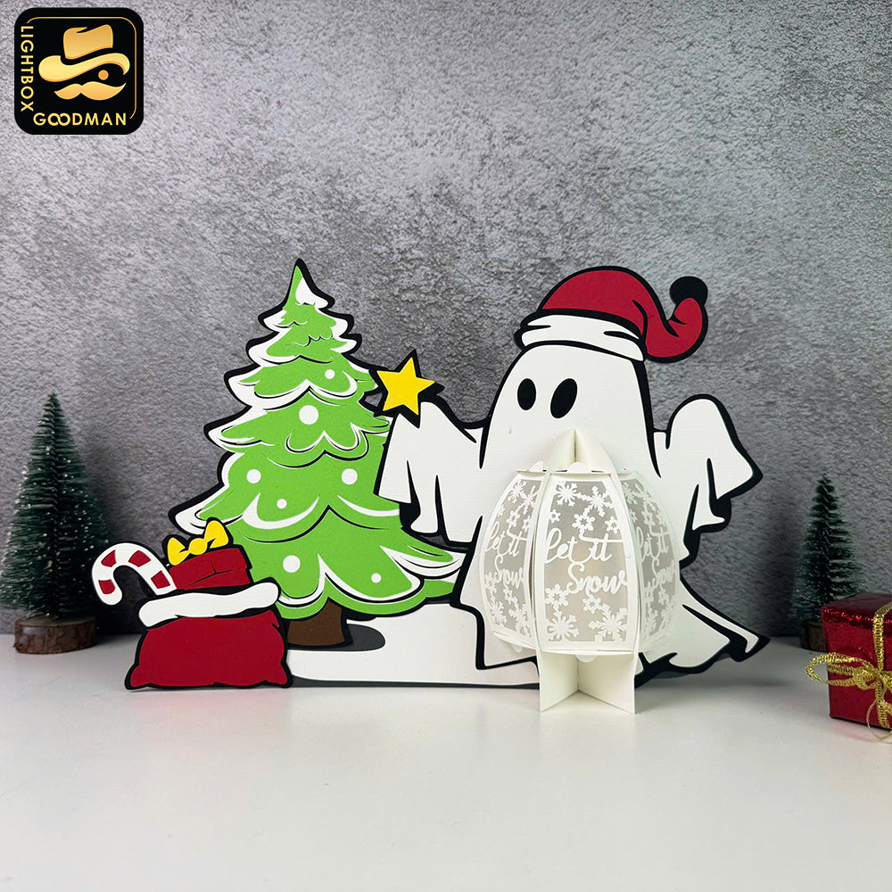 Christmas Ghost 2 - 3D Christmas Lantern File - Cricut File 3 - LightBoxGoodMan