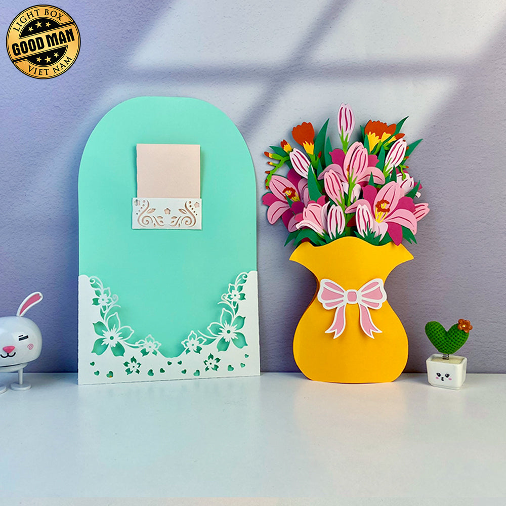 Happy Anniversary Day - 3D Flower Vase Pop-up Card File - Cricut File 1 - LightBoxGoodMan