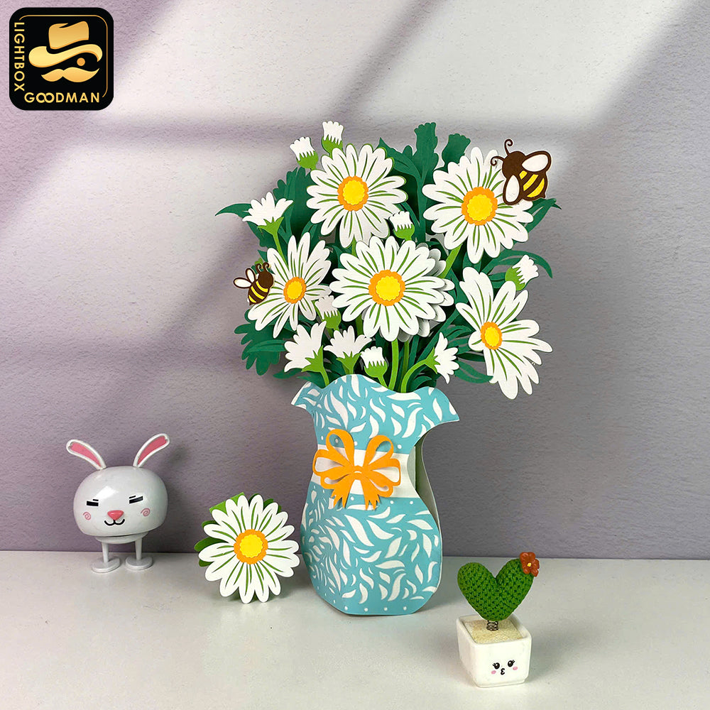 Daisy Vase - 3D Flower Vase Pop-up Card File - Cricut File 1 - LightBoxGoodMan