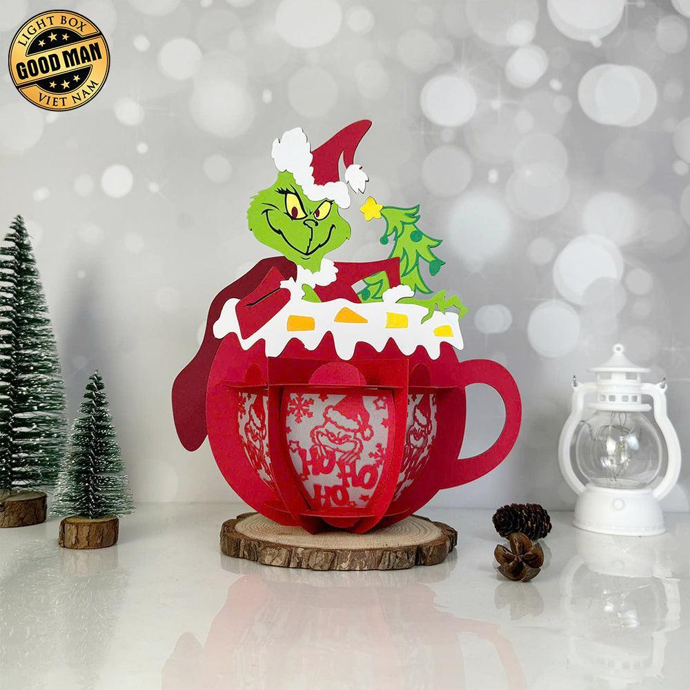 Grinch - Christmas Themed 3D Hot Cocoa Lantern File - Cricut File 1 - LightBoxGoodMan