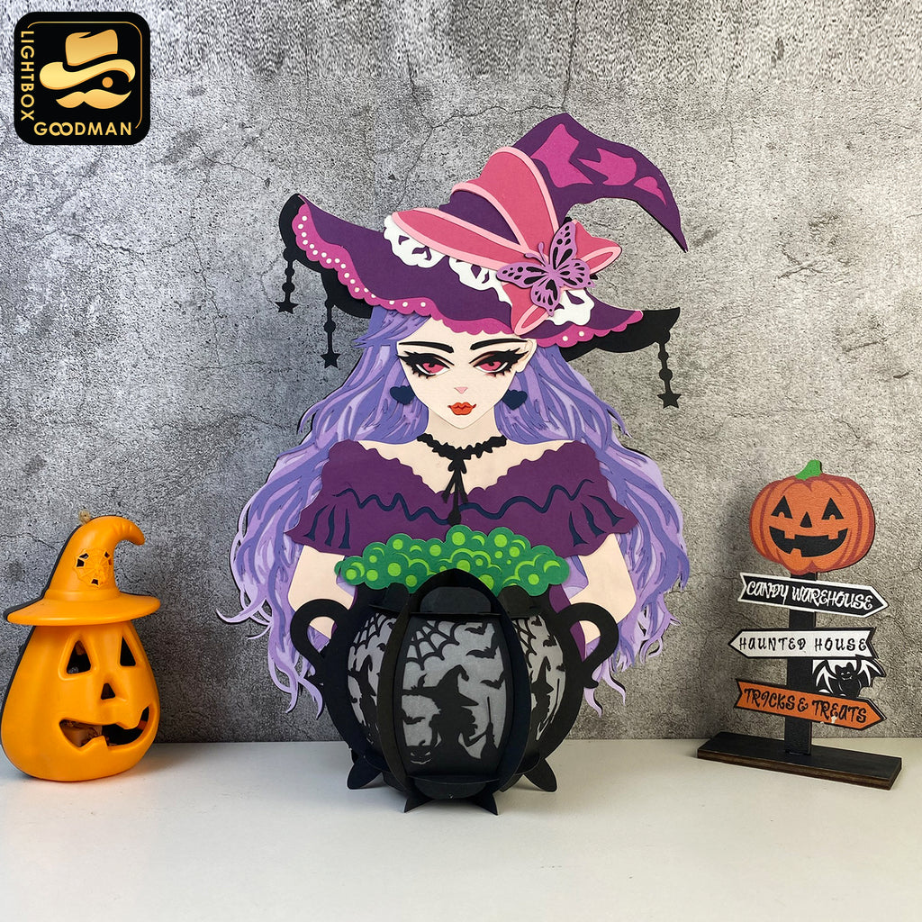Witch's Cauldron 4  - 3D Witch Lantern File - Cricut File - LightBoxGoodMan