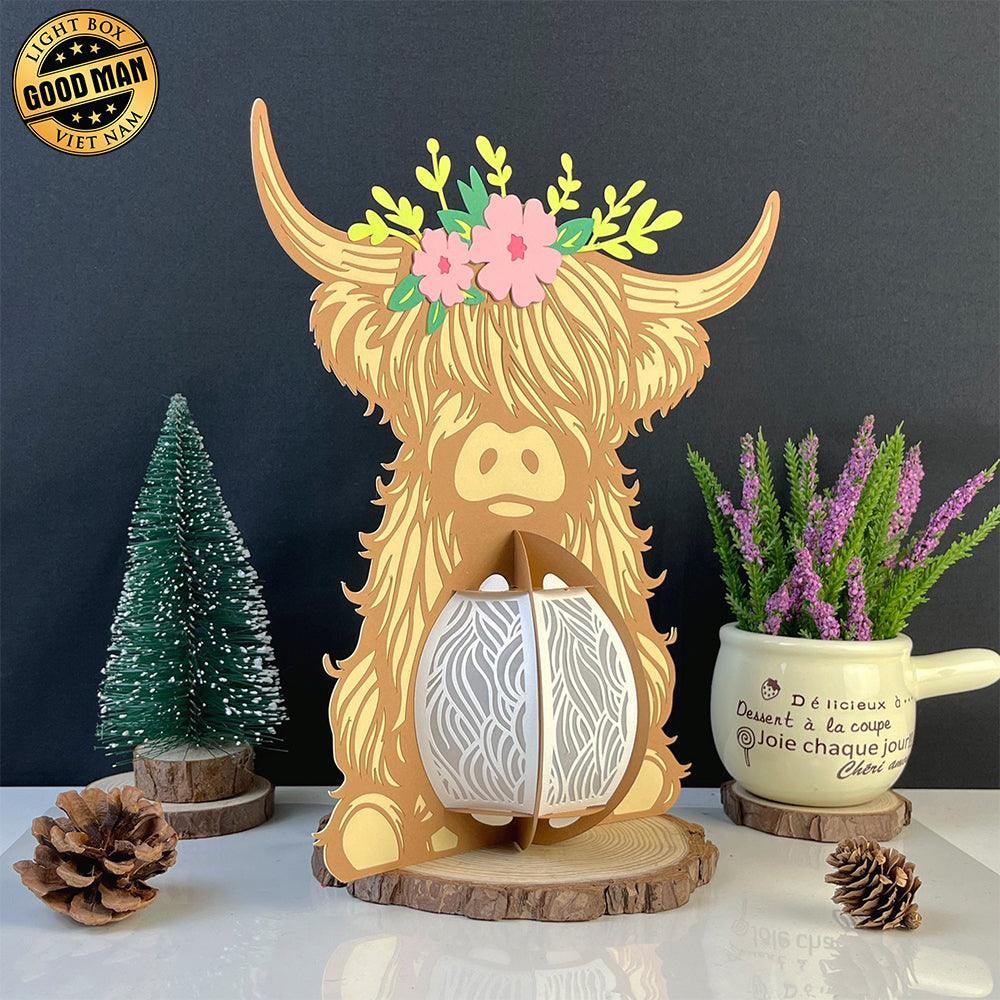 Highland Cow - 3D Highland Cow Lantern File - 7.9x8.6" - Cricut File - LightBoxGoodMan