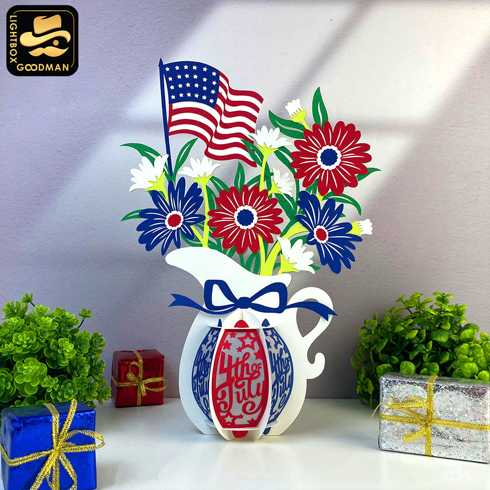 4th Of July 2 - 3D America Lantern File - Cricut File - LightBoxGoodMan