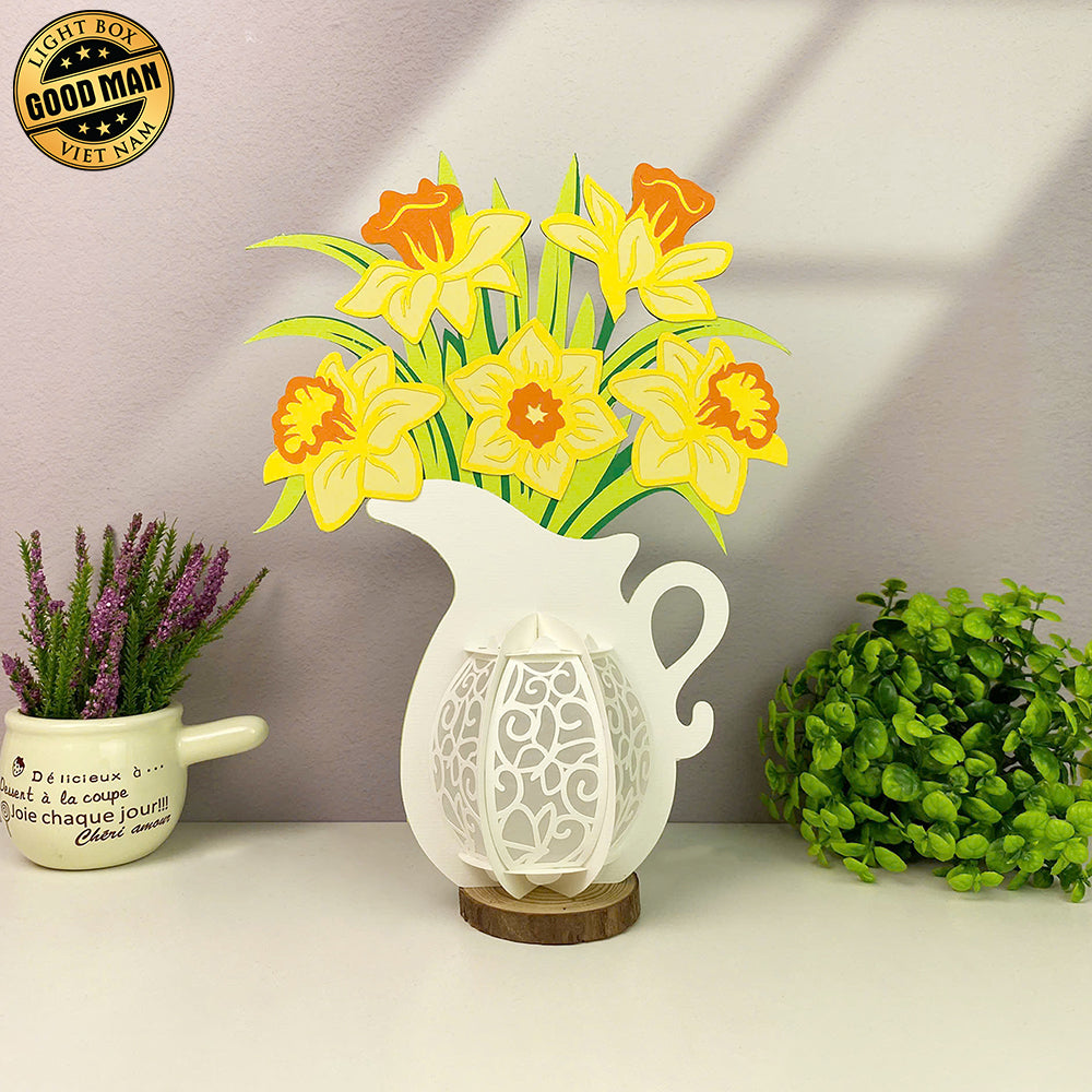 Daffodils - 3D Flower Vase Lantern File - Cricut File 4 - LightBoxGoodMan