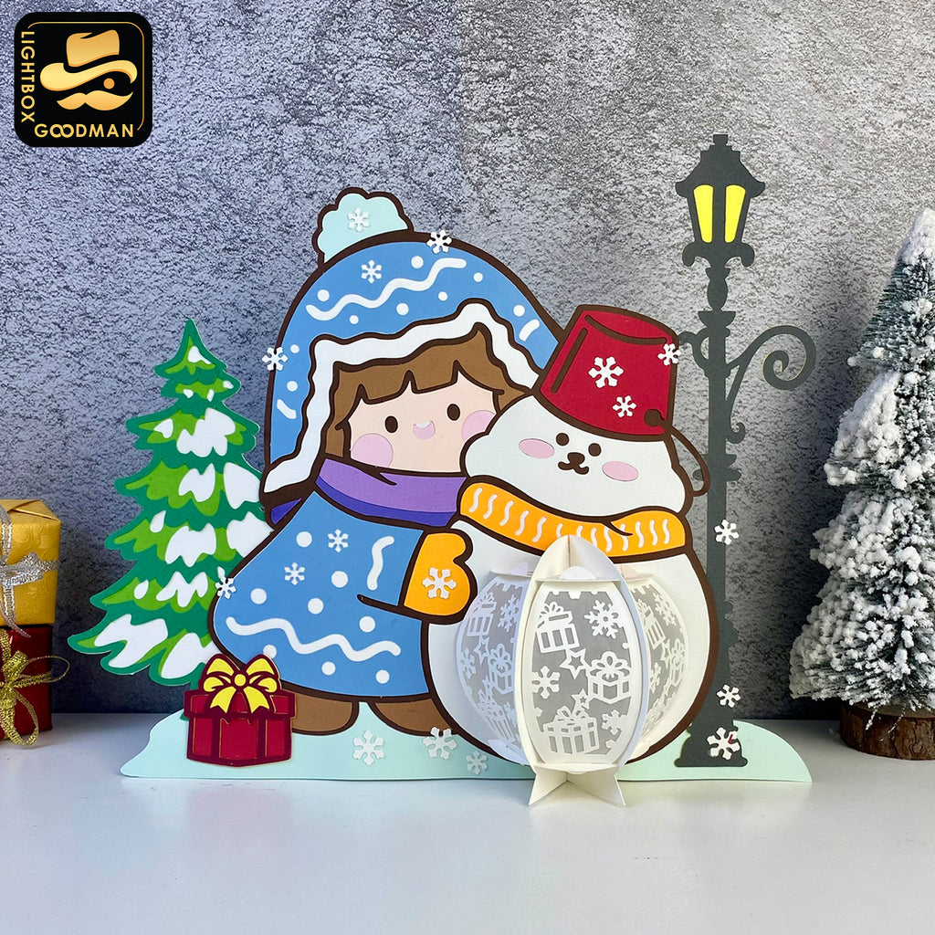 Winter Girl - 3D Christmas Lantern File - Cricut File 3 - LightBoxGoodMan