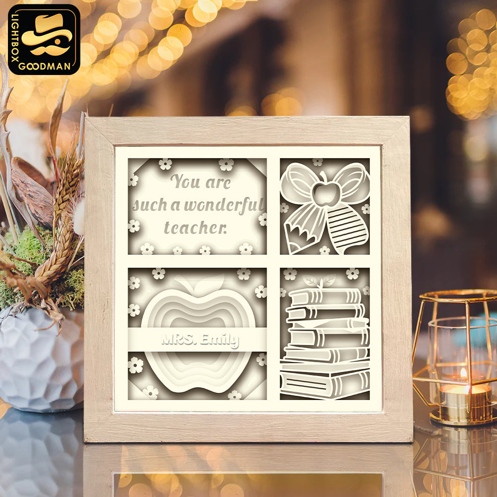 Teacher Gift 4 – Paper Cut Light Box File - Cricut File - 8x8 inches - LightBoxGoodMan
