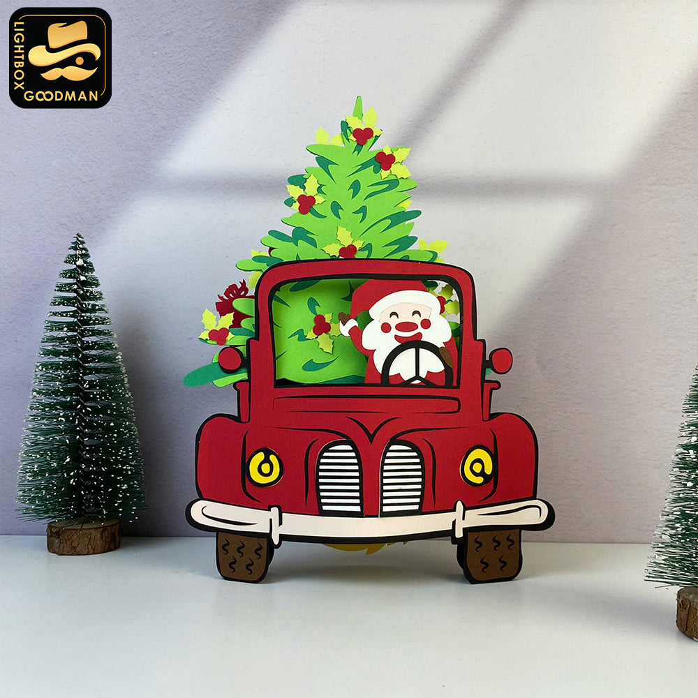 Truck Christmas - 3D Christmas Pop-up Card File - Cricut File 2 - LightBoxGoodMan