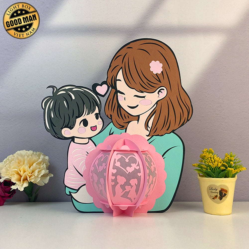 Baby And Mom - Mother's Day Themed 3D Lantern File - Cricut File 1 - LightBoxGoodMan