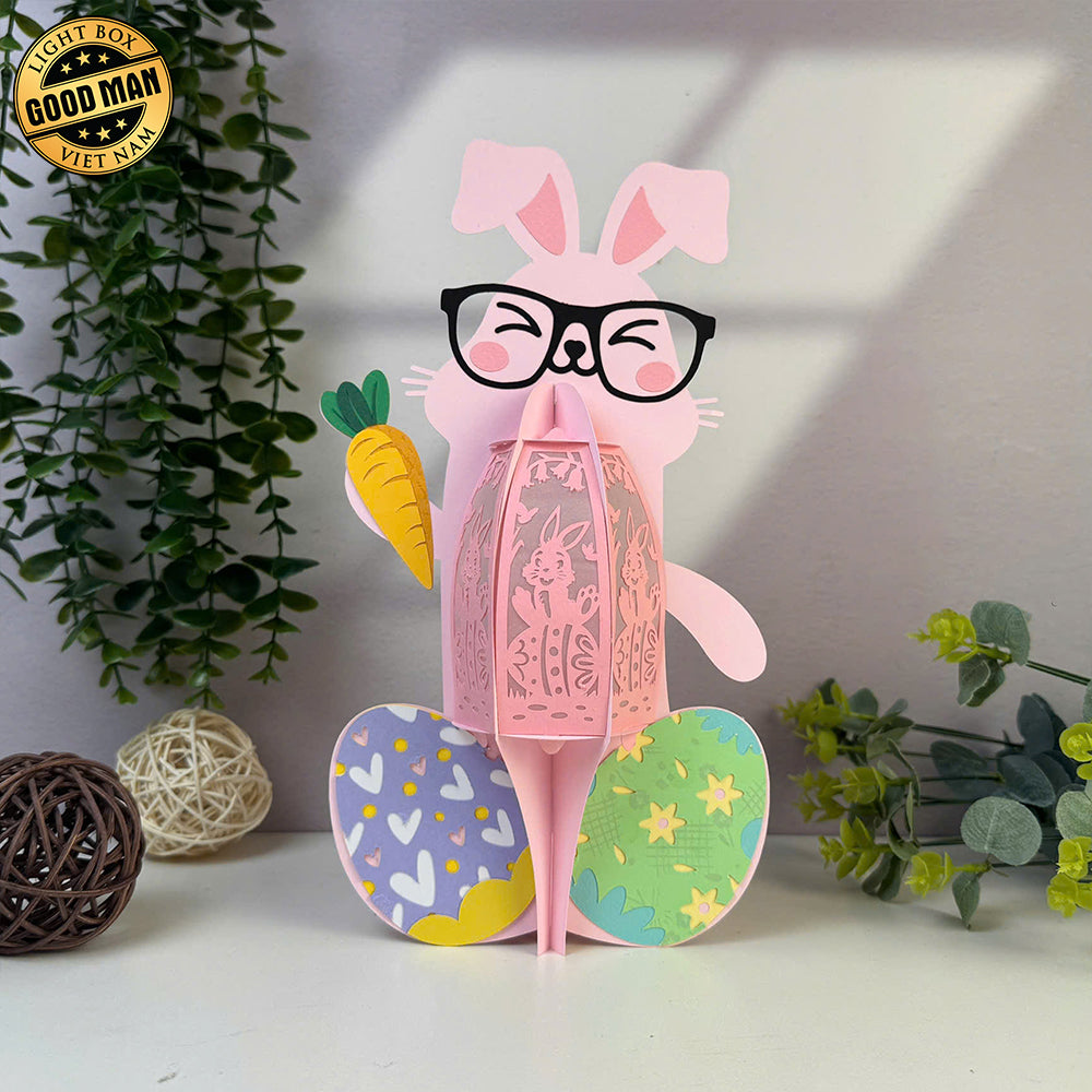 Funny Easter Bunny - Easter Bunny 3D Lantern File - Cricut File 3 - LightBoxGoodMan