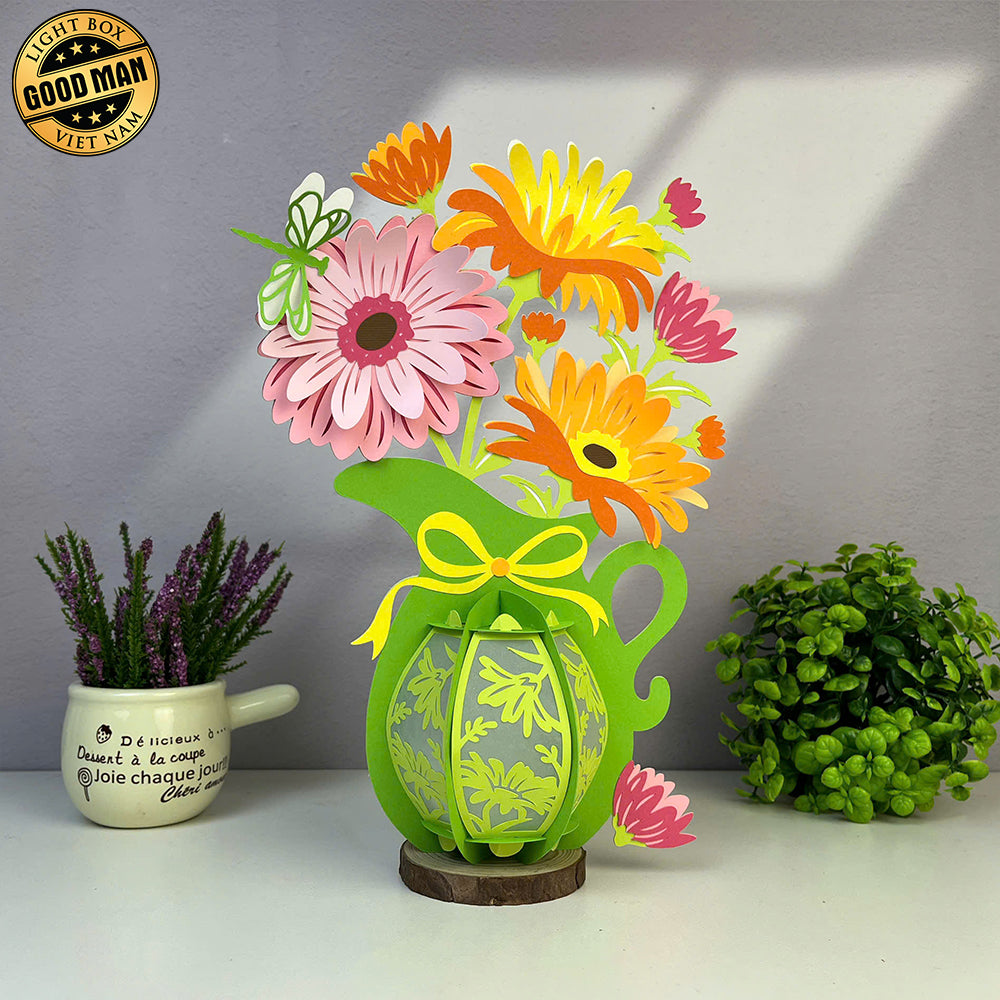 Gerbera - 3D Flower Vase Lantern File - Cricut File 4 - LightBoxGoodMan