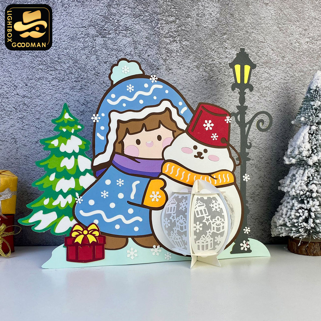Winter Girl - 3D Christmas Lantern File - Cricut File 3 - LightBoxGoodMan