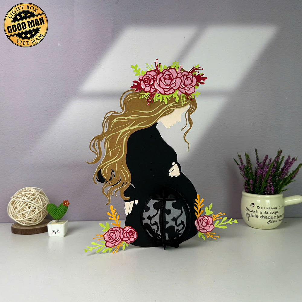 Pregnant Mother - 3D Pregnant Mom Shaped Lantern File - Cricut File 1 - LightBoxGoodMan