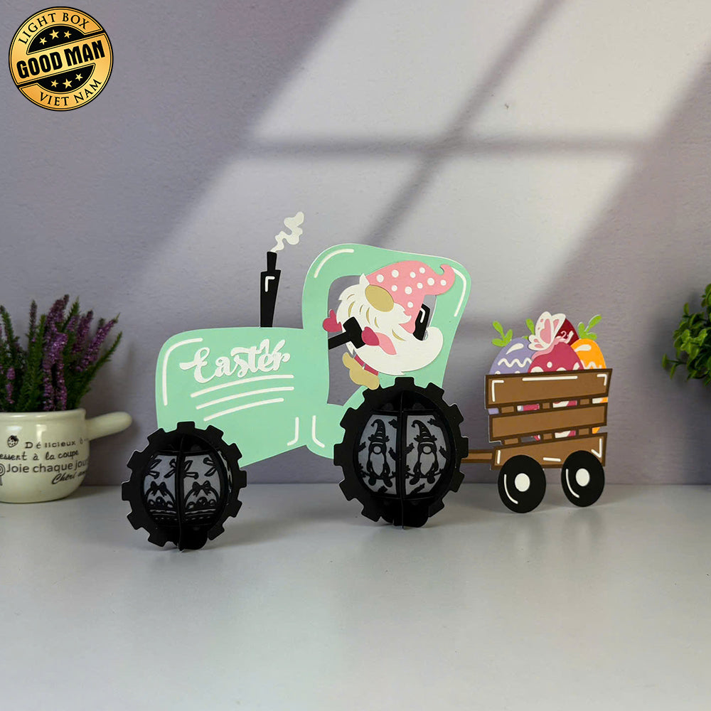 Gnome Truck Easter - Easter Truck 3D Lantern File - Cricut File - LightBoxGoodMan
