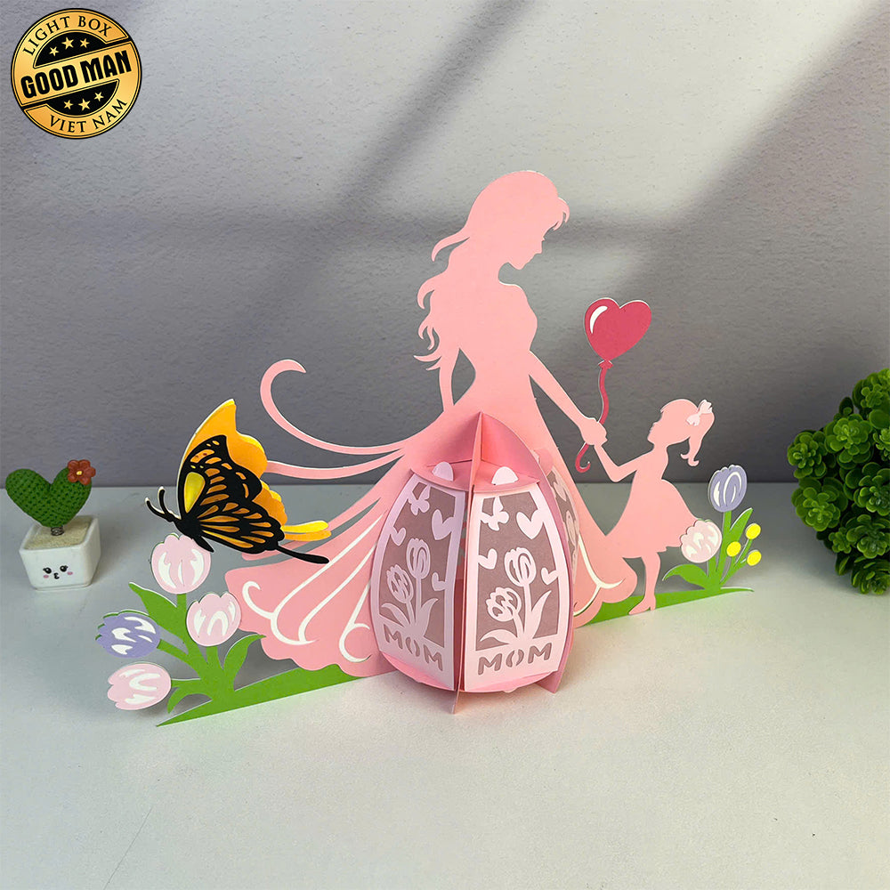Mom And Daughter - Mother's Day Themed 3D Lantern File - Cricut File 1 - LightBoxGoodMan