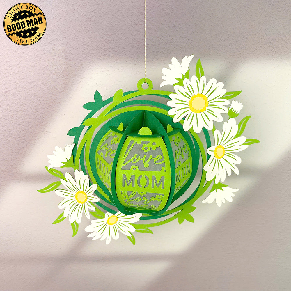 Love Mom - Mother's Day Themed 3D Wreath Lantern File - Cricut File 2 - LightBoxGoodMan