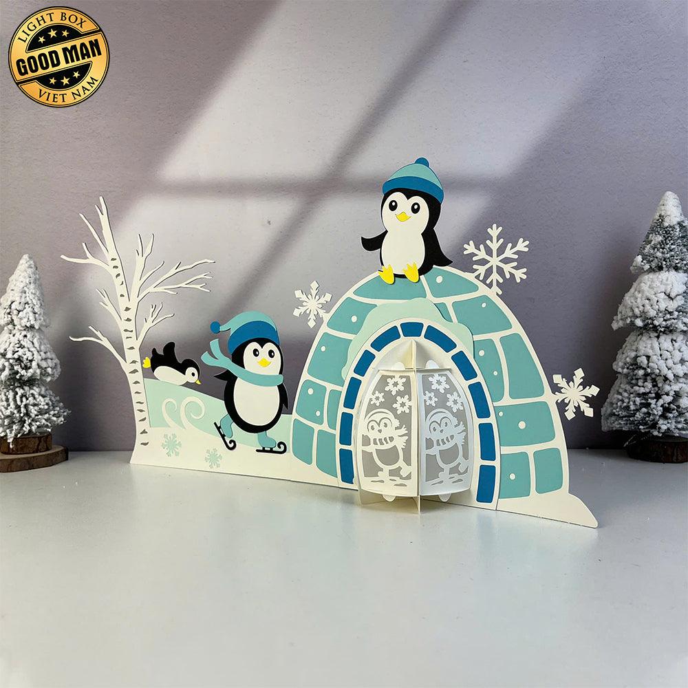 Penguin - 3D Christmas Lantern File - Cricut File 4 - LightBoxGoodMan
