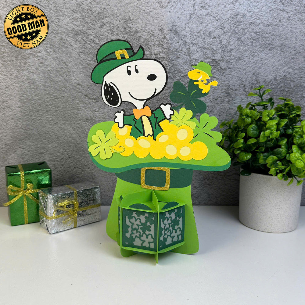 Lucky Hat Snoopy - St. Patrick's Day Themed 3D Lantern File - Cricut File 1 - LightBoxGoodMan